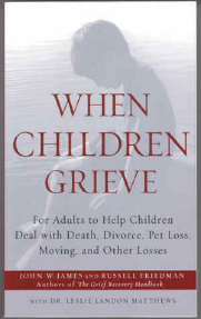 when children grieve book cover. image of child in grief.